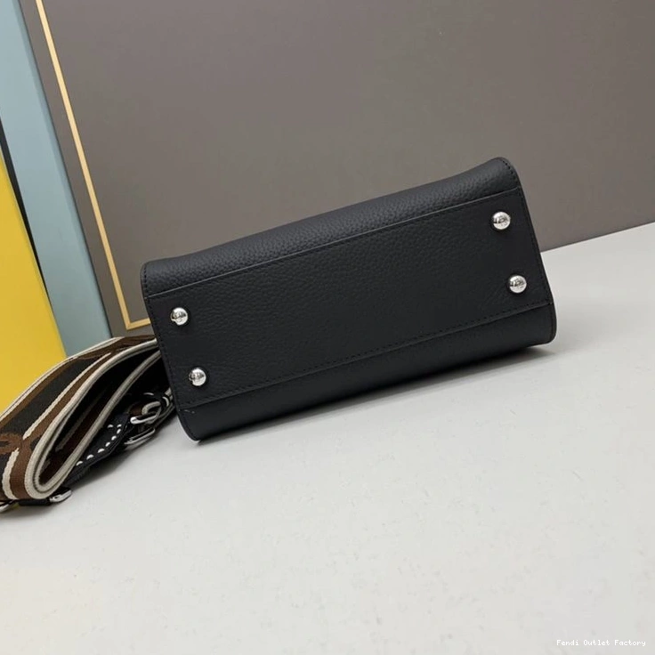 Cheap HOT Black Peekaboo Mini Calf Bag Fendi Leather Iconic Stitching In 0712